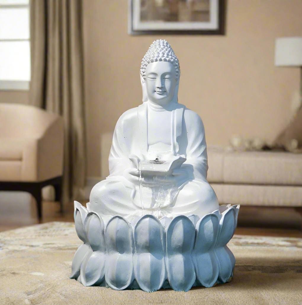 Buddha Fountain with LED: Polyresin Tabletop Water Feature