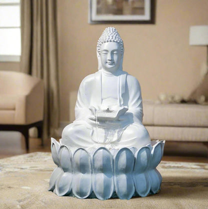 Buddha Fountain with LED: Polyresin Tabletop Water Feature