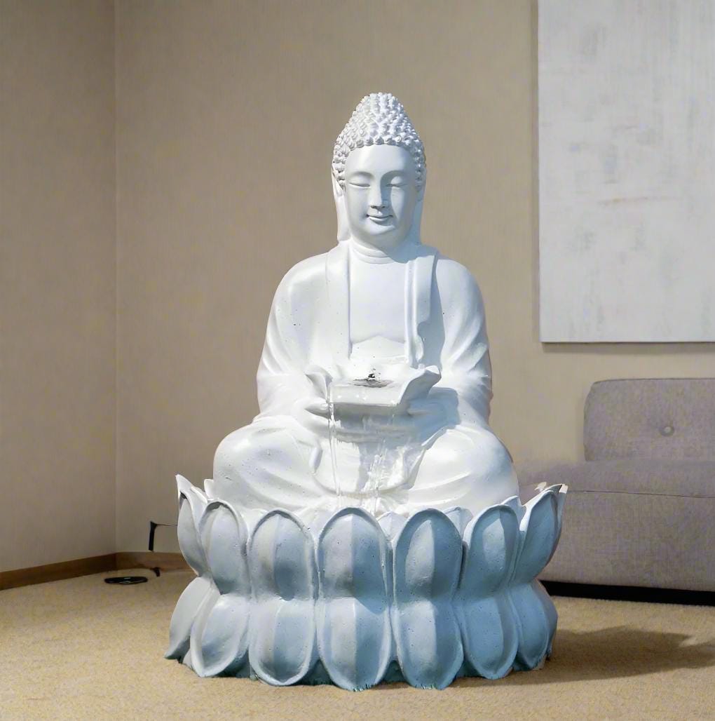 Buddha Fountain with LED: Polyresin Tabletop Water Feature