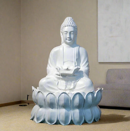 Buddha Fountain with LED: Polyresin Tabletop Water Feature