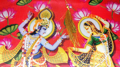 Handmade Radha Krishna Pooja Bag with Floral Design