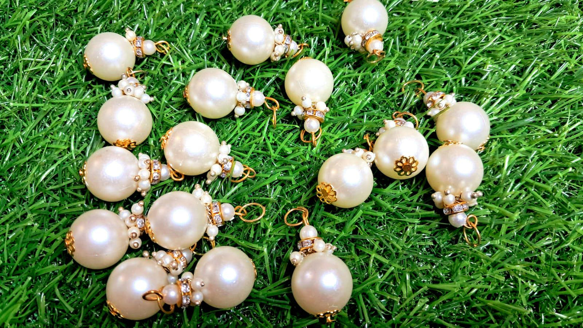 2 Pearl Tassels (Latkans): Saree, Lehenga, & Home Decor Embellishments