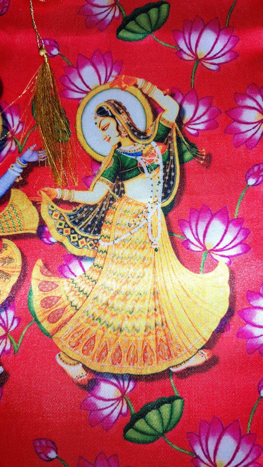 Handmade Radha Krishna Pooja Bag with Floral Design