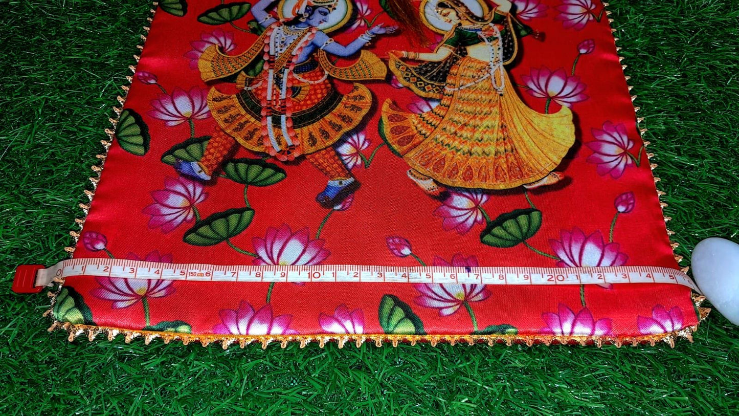 Handmade Radha Krishna Pooja Bag with Floral Design
