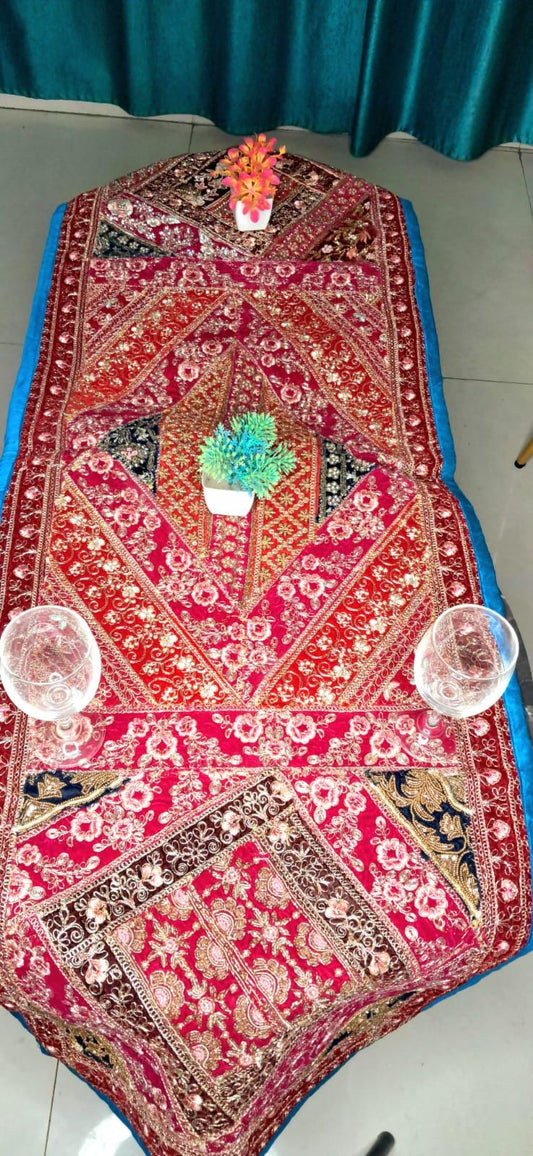 Embroidered patchwork tapestry, alternate view