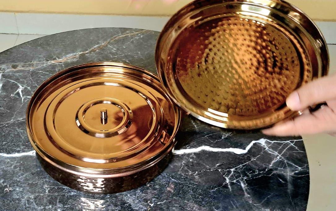 Handcrafted Brass Masala Dabba: 9" Spice Box with 7 Containers