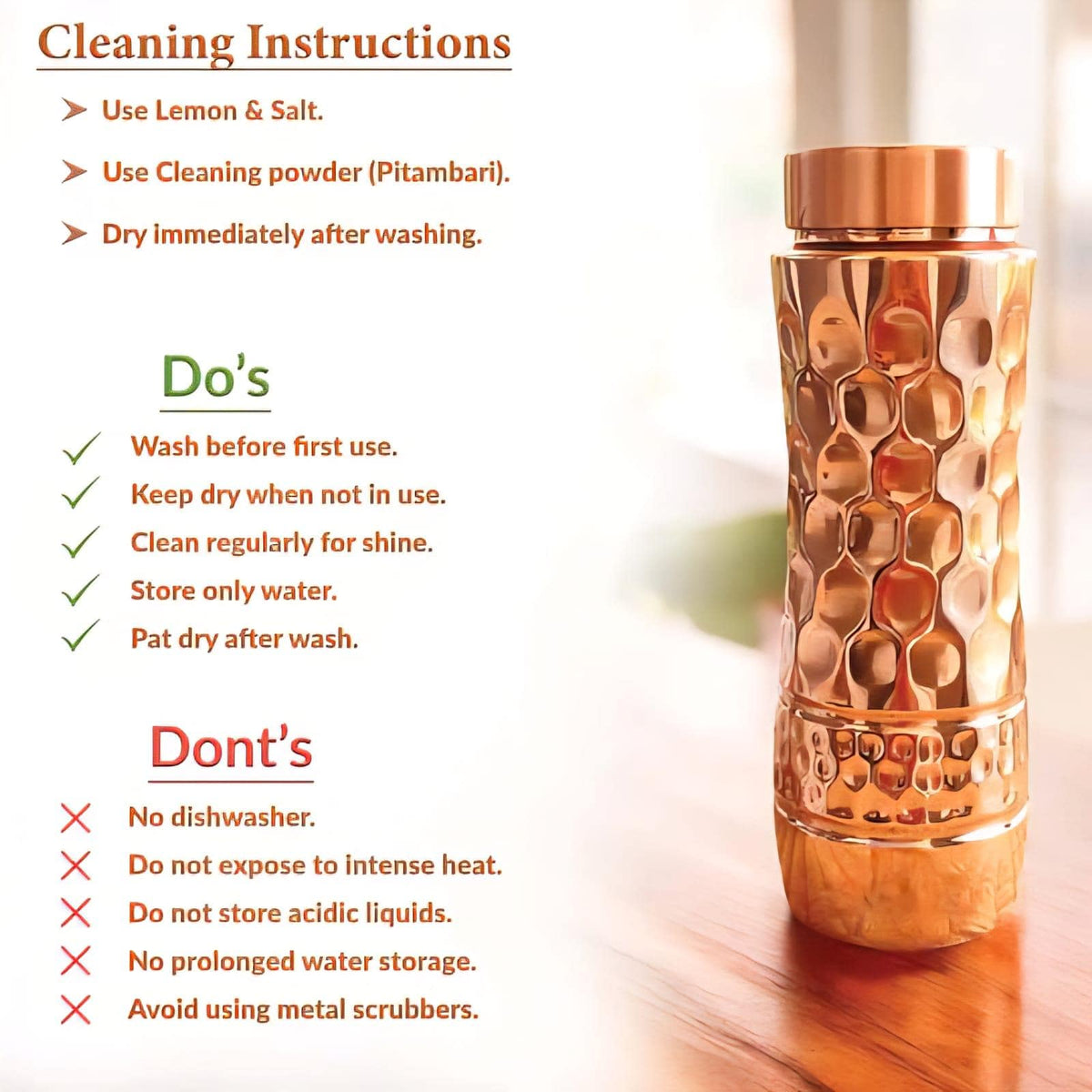 Honeycomb Copper Water Bottle: 750ML, Ayurvedic Health, Made in India