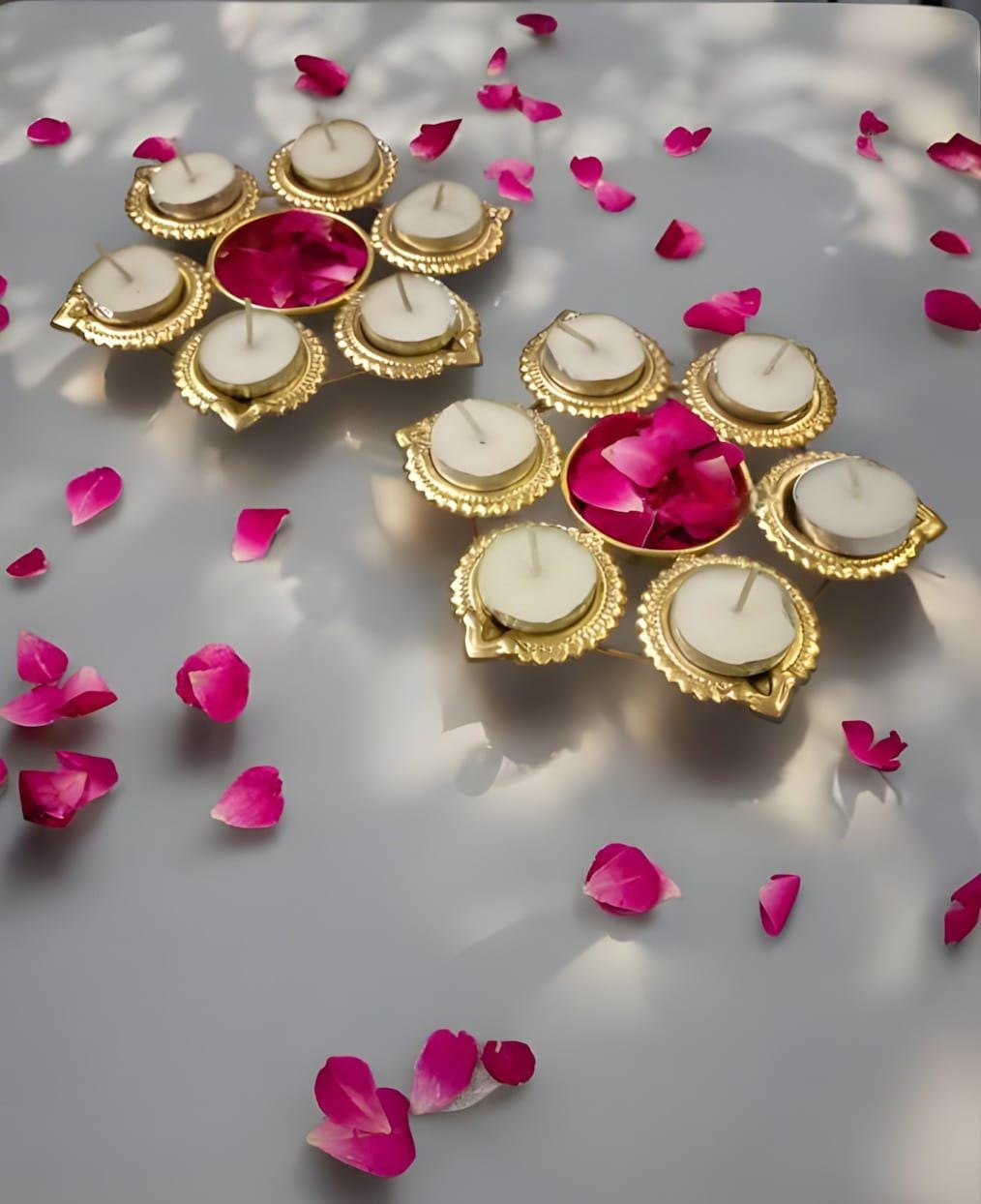 Festive Diya Urli Bowl Set: Diwali Candle Holder, Indian Decor (Pack of 4)