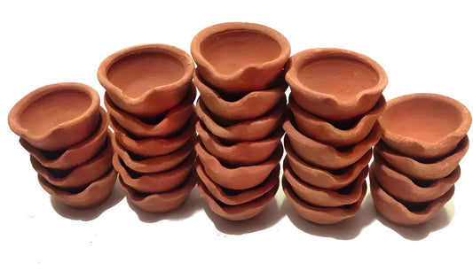 Bulk Handmade Clay Diyas, Traditional Oil Lamps (100 Pcs)