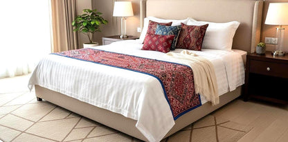 Embroidered Patchwork Tapestry: Indian Beaded Wall Hanging, 58x20"