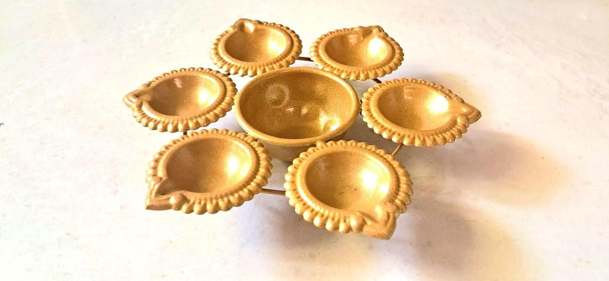 Festive Diya Urli Bowl Set: Diwali Candle Holder, Indian Decor (Pack of 4)