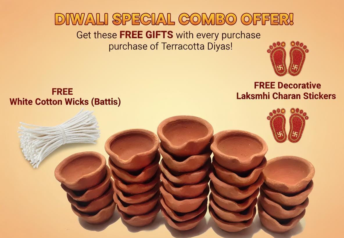 Bulk Handmade Clay Diyas, Traditional Oil Lamps (100 Pcs)