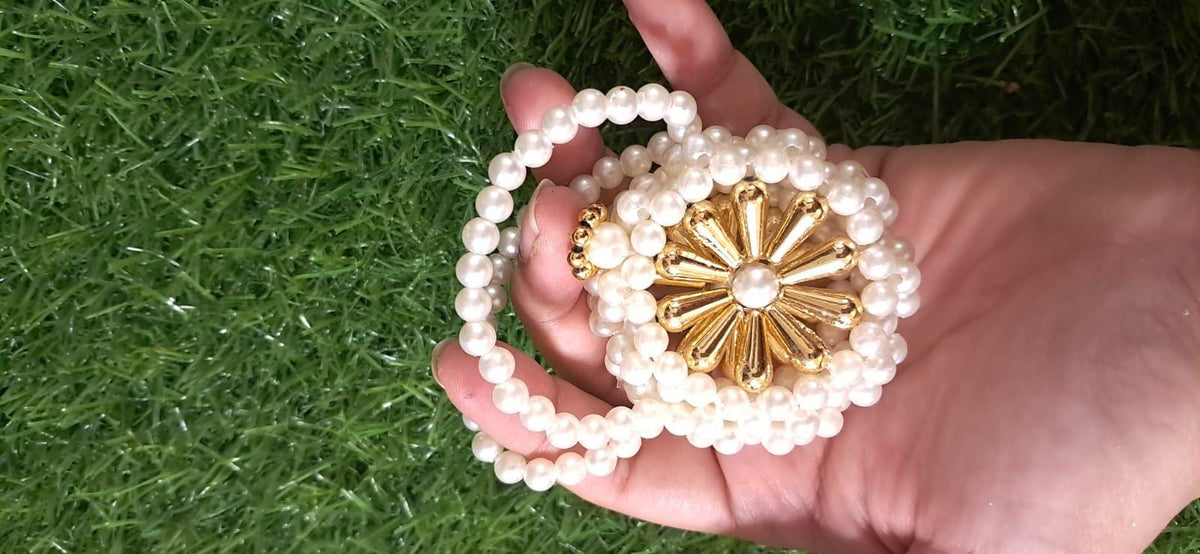 Wholesale Golden Pearl Mini Pouch: Indian Wedding Favor, Shagun Ginni Bag
