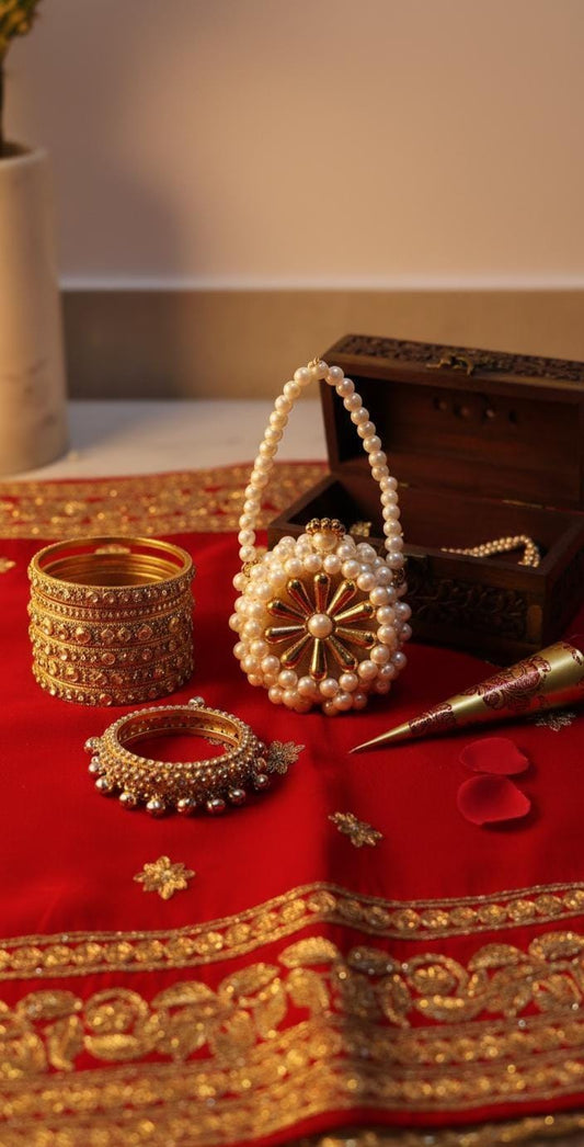 Wholesale Golden Pearl Mini Pouch: Indian Wedding Favor, Shagun Ginni Bag