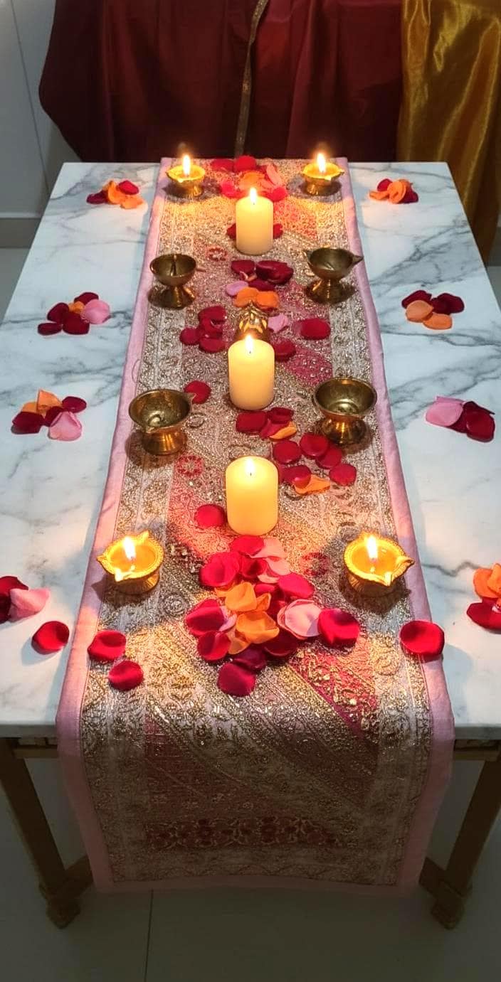 Handmade Indian Patchwork Table Runner: Embroidered Beaded Bohemian Decor