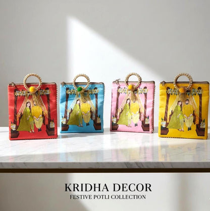 Wholesale Bride & Groom Potli Bag: Rajasthani Wedding Favor, Pearl Handle