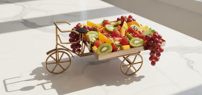 Hammered Stainless Steel PVD Coated Rickshaw Serving Cart | Indian Style Food Presentation