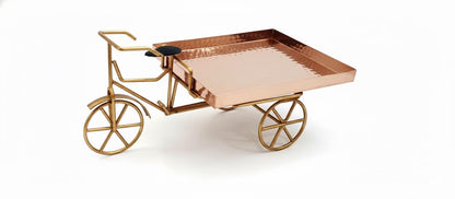 Hammered Stainless Steel PVD Coated Rickshaw Serving Cart | Indian Style Food Presentation