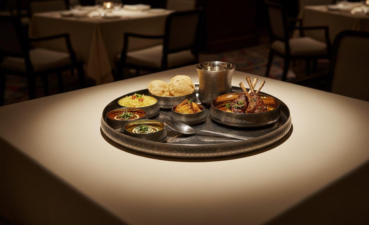 Hammered Brass Copper Kansa Thali Set - 8 Piece Indian Dinnerware