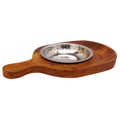 Copper & Wooden Table Tandoor Set - 3 Skewers | Traditional Indian Food Warmer | Dinnerware