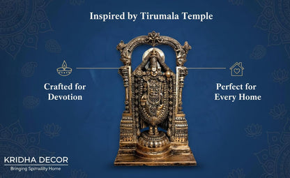 38 cm Tirupati Balaji Statue - Polyresin Showpiece | Lord Venkateswara Idol | Home Decor