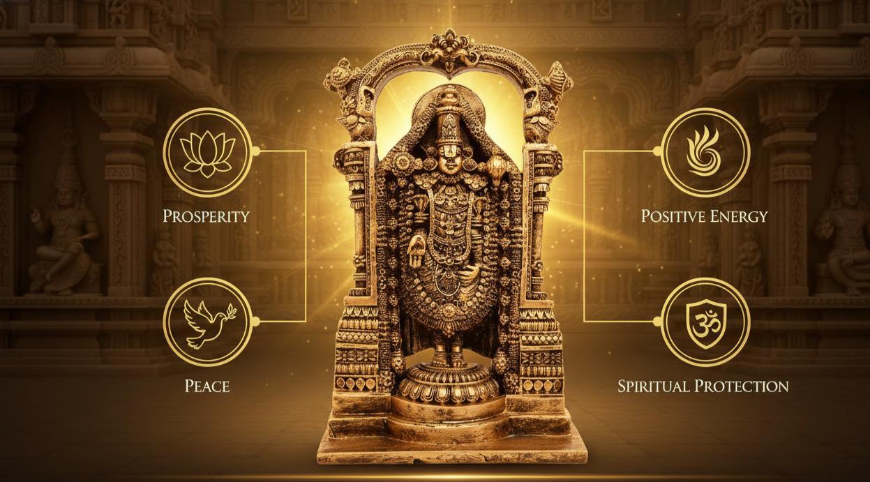 38 cm Tirupati Balaji Statue - Polyresin Showpiece | Lord Venkateswara Idol | Home Decor