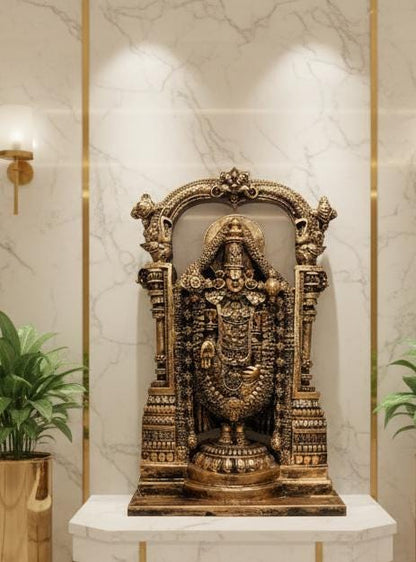 38 cm Tirupati Balaji Statue - Polyresin Showpiece | Lord Venkateswara Idol | Home Decor