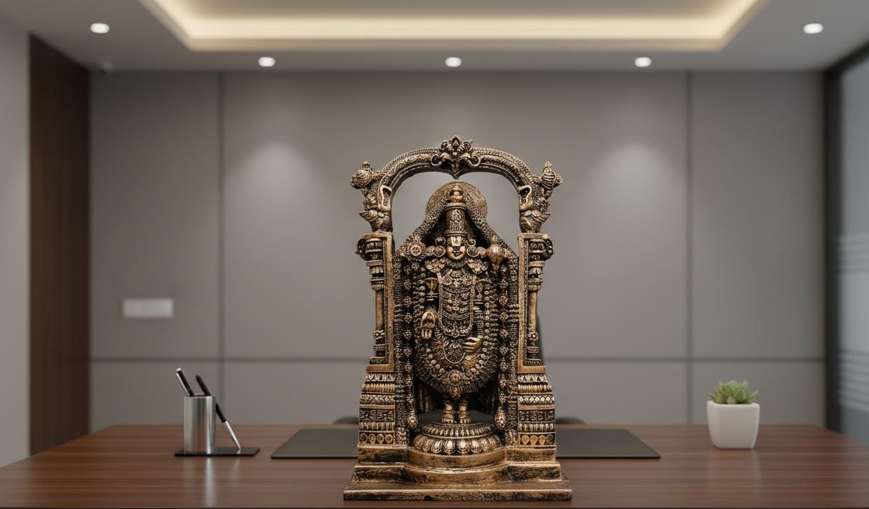 38 cm Tirupati Balaji Statue - Polyresin Showpiece | Lord Venkateswara Idol | Home Decor