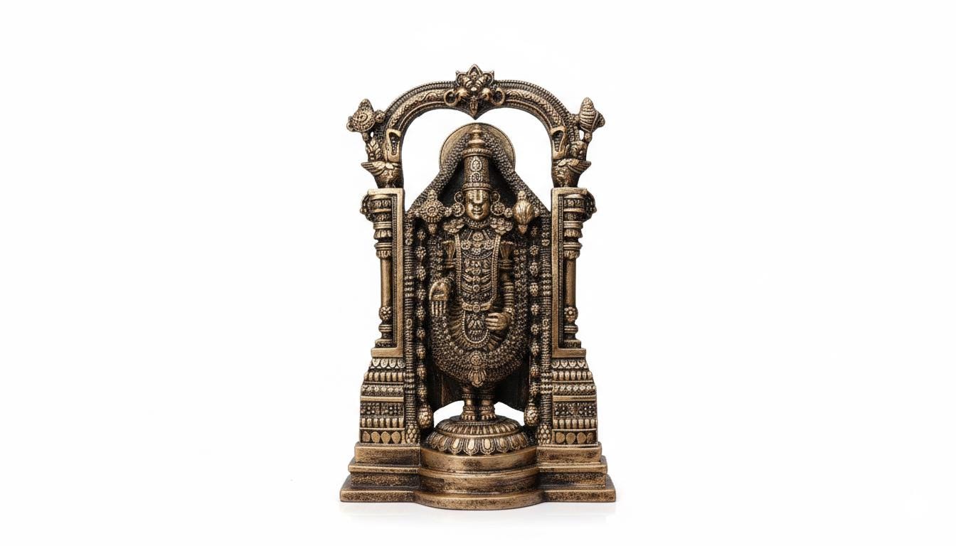 38 cm Tirupati Balaji Statue - Polyresin Showpiece | Lord Venkateswara Idol | Home Decor