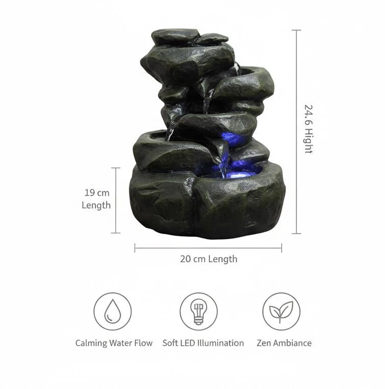 Mini Tabletop Water Fountain with LED Lights