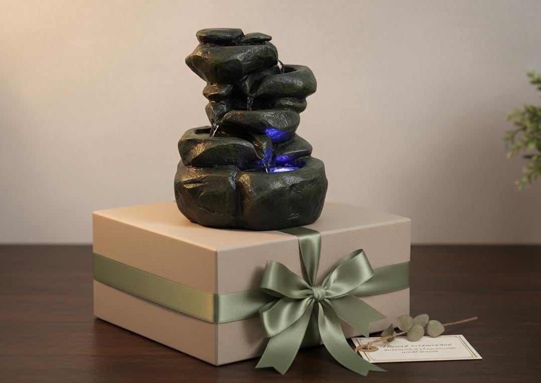 Mini Tabletop Water Fountain with LED Lights