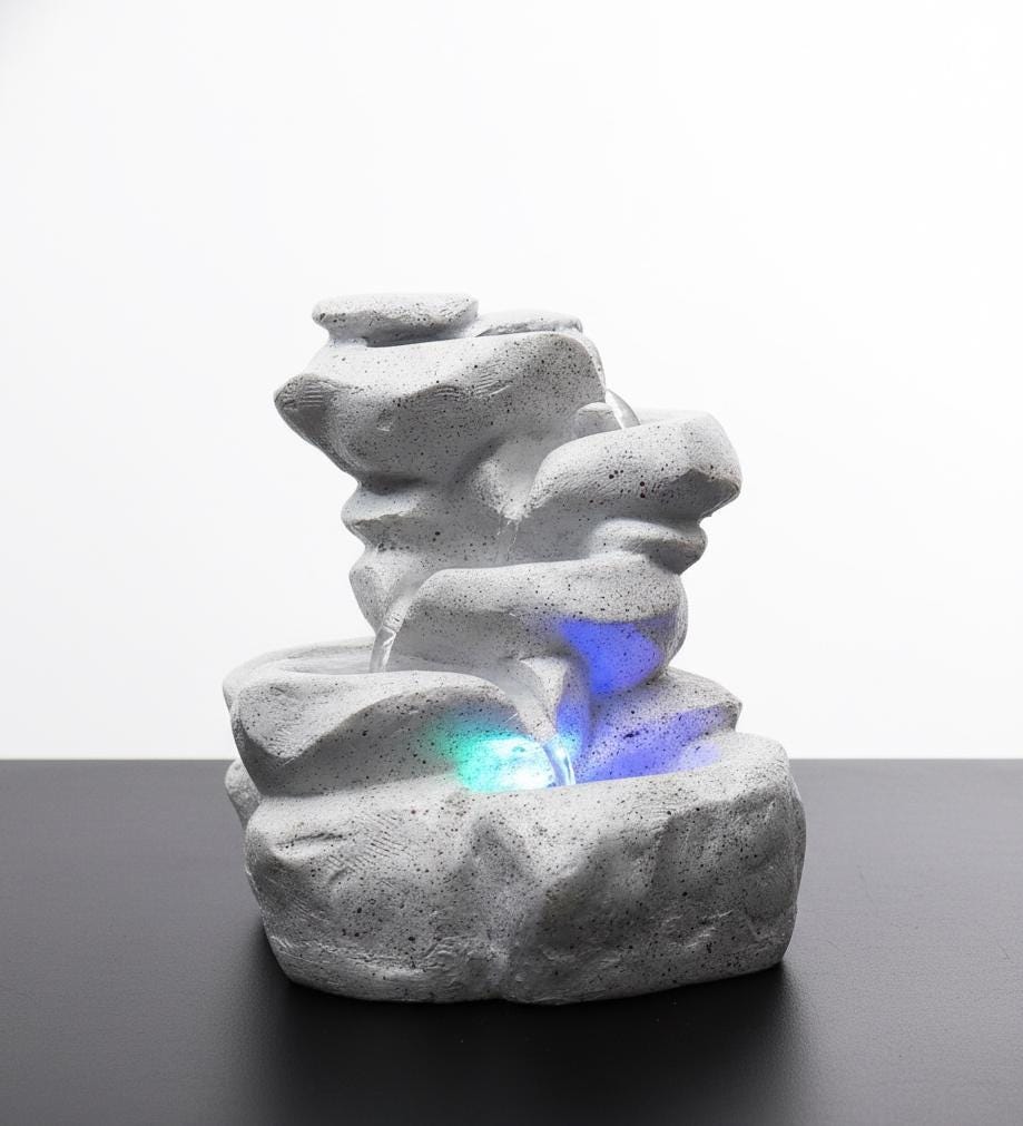 Mini Tabletop Water Fountain with LED Lights