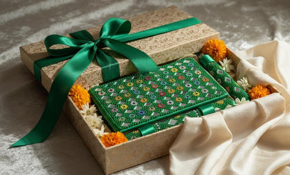 Lac Beaded Diary & Pen Set – Handmade Paper Beaded Notebook, Indian Gift Stationery