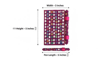 Lac Beaded Diary & Pen Set – Handmade Paper Beaded Notebook, Indian Gift Stationery