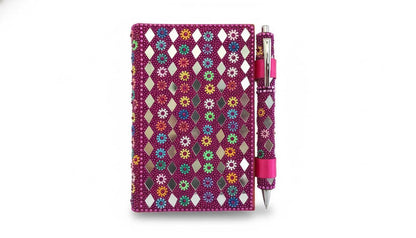 Lac Beaded Diary & Pen Set – Handmade Paper Beaded Notebook, Indian Gift Stationery