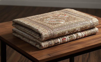 Vintage Gujarati Embroidered Wall Tapestry, Hand-Embroidered Mirror Work Ethnic Decor