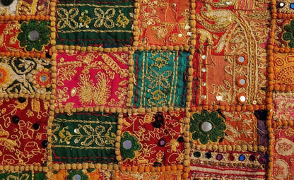Indian Tapestry wall hanging Embroidered Table Runner: Vintage Patchwork , Boho Decor (60 X20 IN)