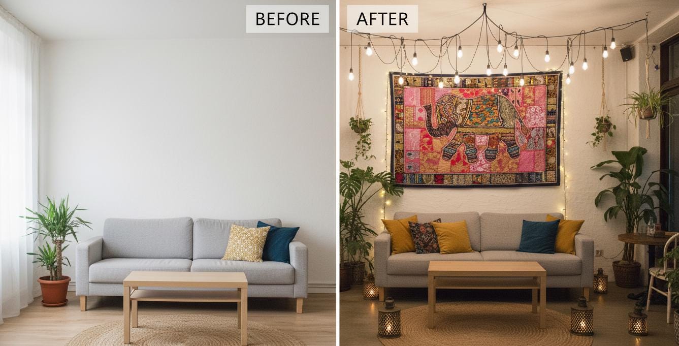 Boho Elephant Tapestry – Vintage Indian Patchwork Boho Wall Art