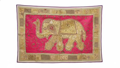Boho Elephant Tapestry – Vintage Indian Patchwork Boho Wall Art