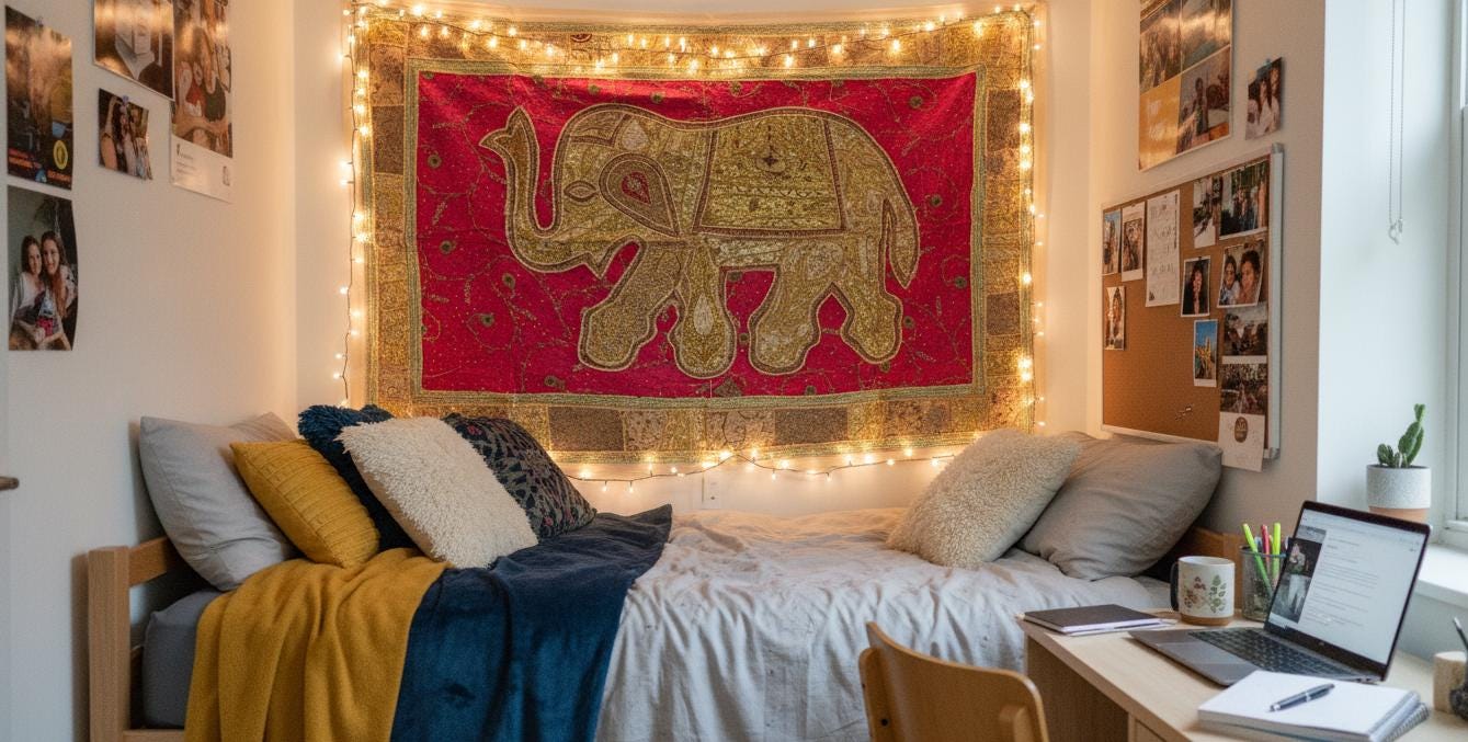 Boho Elephant Tapestry – Vintage Indian Patchwork Boho Wall Art