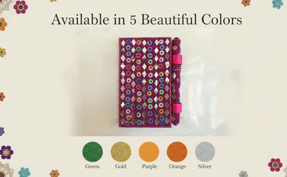Lac Beaded Diary & Pen Set – Handmade Paper Beaded Notebook, Indian Gift Stationery