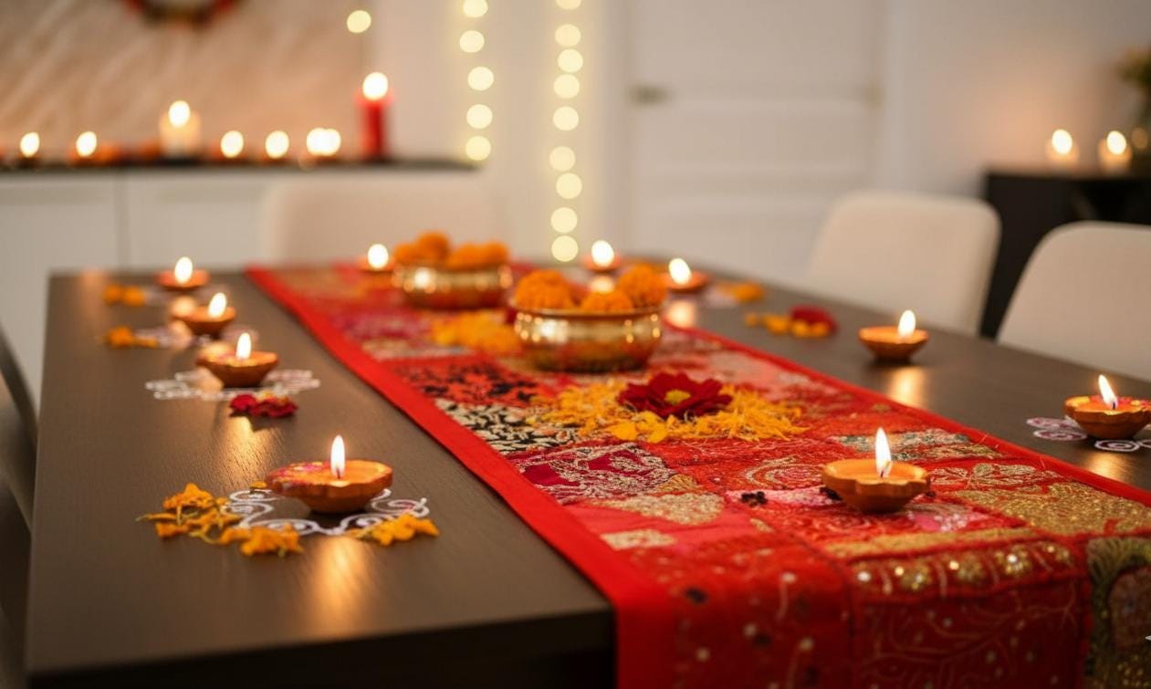 Indian Tapestry wall hanging Embroidered Table Runner: Vintage Patchwork , Boho Decor (60 X20 IN)
