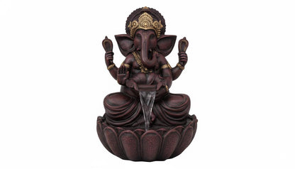 90cm Sitting Ganesh Fountain with LED Light - Tranquil Hindu Water Feature Decor
