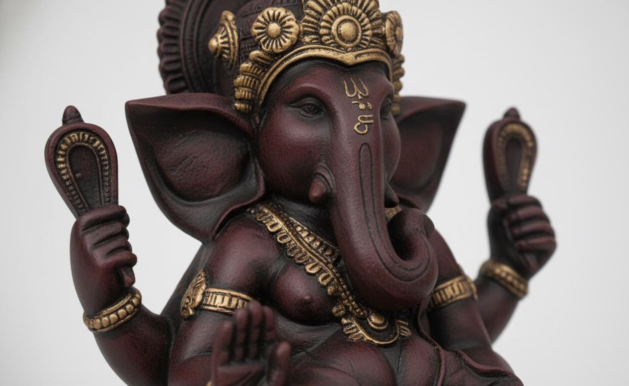 90cm Sitting Ganesh Fountain with LED Light - Tranquil Hindu Water Feature Decor