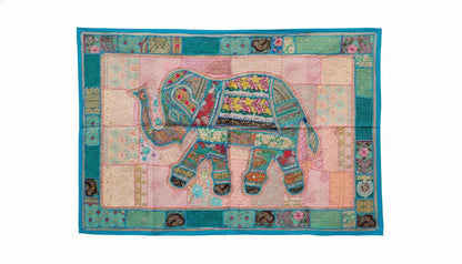 Boho Elephant Tapestry – Vintage Indian Patchwork Boho Wall Art