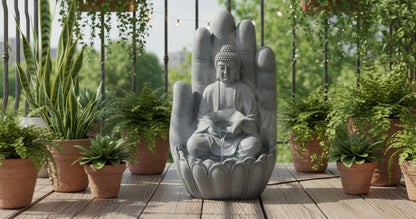 Buddha Hand Fountain – Zen Garden Decor, Indoor/Outdoor LED Water Feature (80 cm)