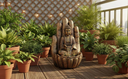 Buddha Hand Fountain – Zen Garden Decor, Indoor/Outdoor LED Water Feature (80 cm)