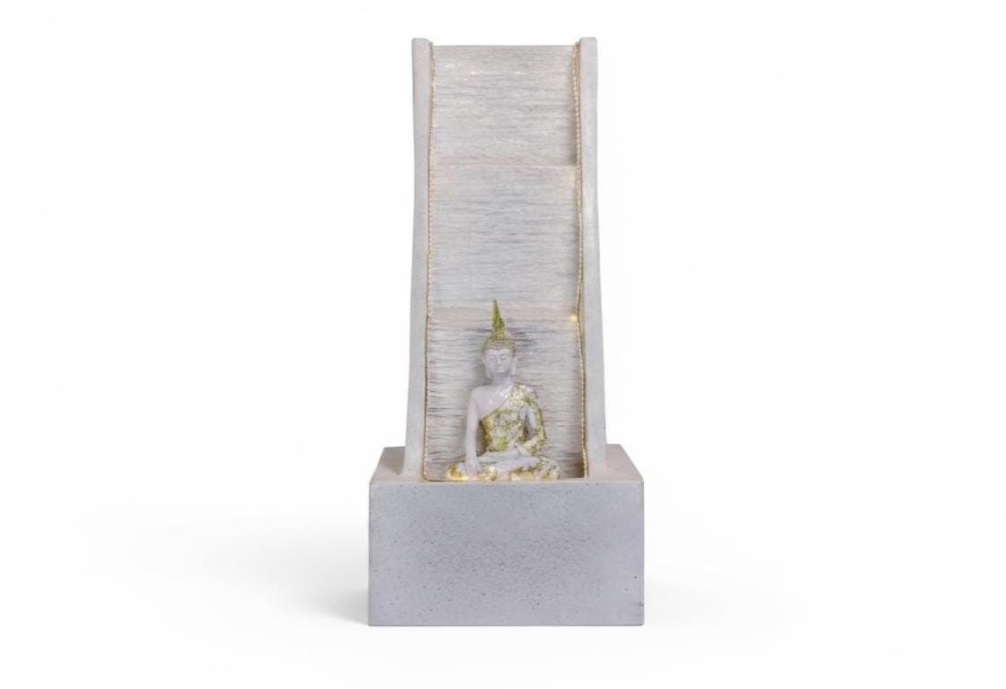 Buddha Waterfall Fountain Poly Resin, LED Home Decor, Patio Garden Decor (100x44x46cm)