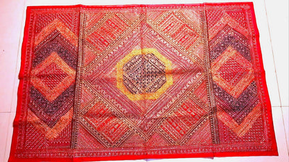 Embroidered Patchwork Wall Hanging: Indian Cotton Quilt Throw (60x40)