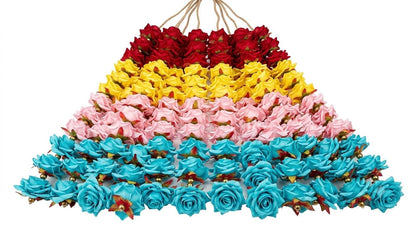 Artificial Flower Garland, Indian Wedding Decor, 7 Feet Plastic Roses